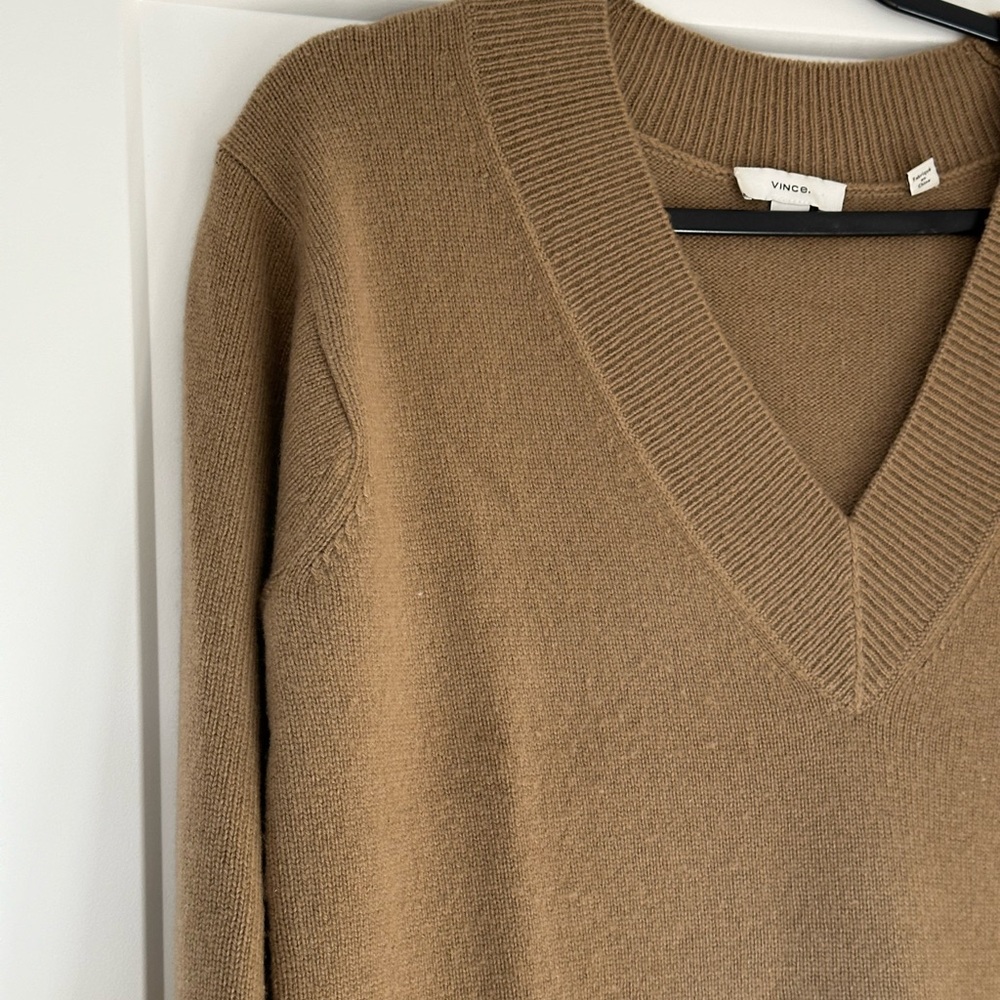 Tan V-Neck Sweater - Picture 6 of 12